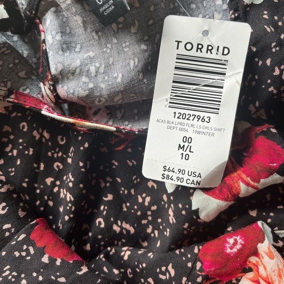 TORRID-NEW NWT-Black Floral Challis Shift Dress - Picture 5 of 7
